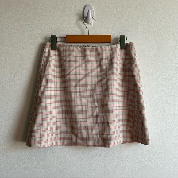 Aritzia Wilfred Classic Blush Pink Plaid Mini Skirt - Picture 2 of 9